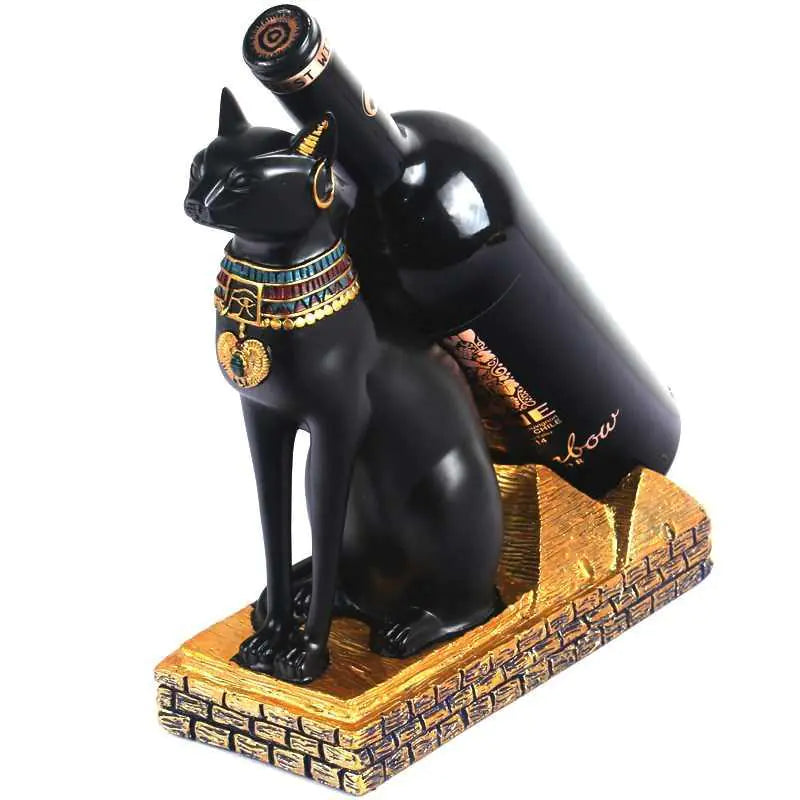 Anubis Wine Rack with Egyptian Cat Design
