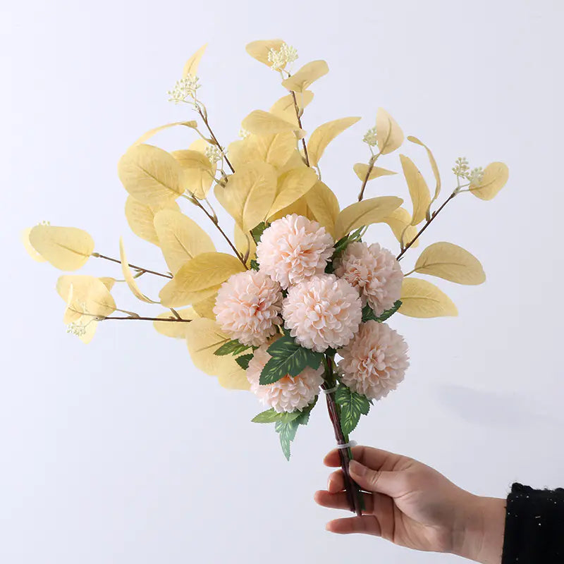 Artificial Eucalyptus Ball and Daisy Bouquet Decor