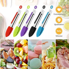 5PCS 7″ Silicone Tip Kitchen Tongs