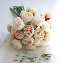 27-Piece Tea Rose Bouquet for Weddings and Home Decor