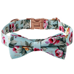 Cotton Dog Collar with Rose Gold Buckle