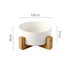 StableSip™ Ceramic Dog Bowl with Wooden Stand | No-Spill Pet Bowl