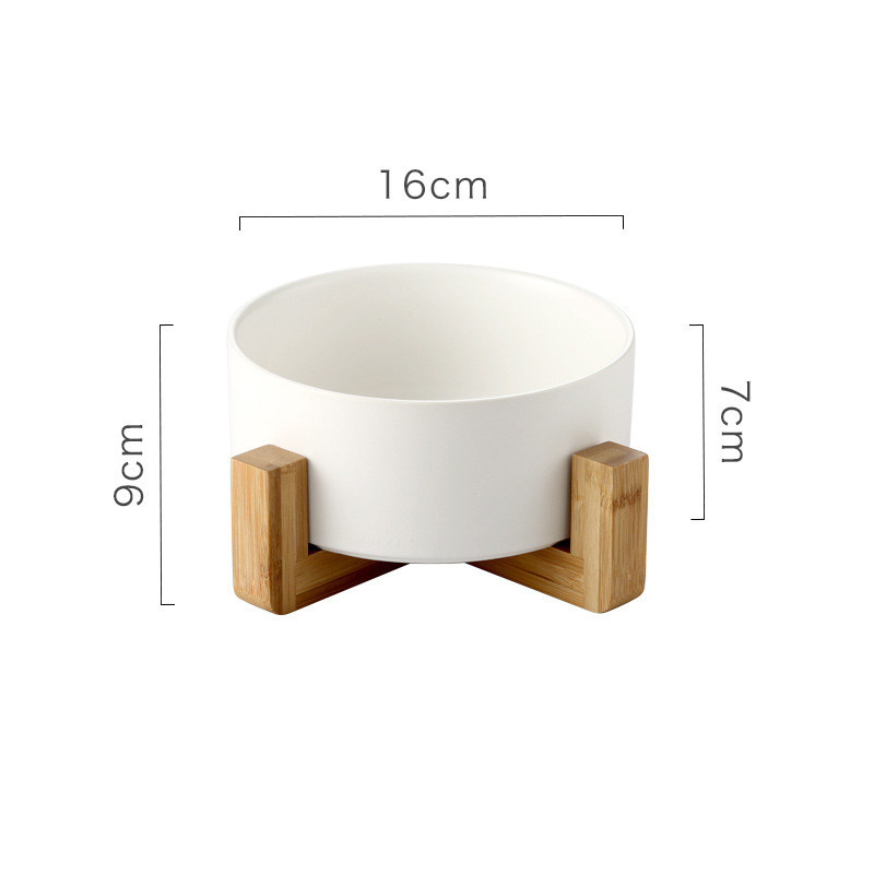 StableSip™ Ceramic Dog Bowl with Wooden Stand | No-Spill Pet Bowl