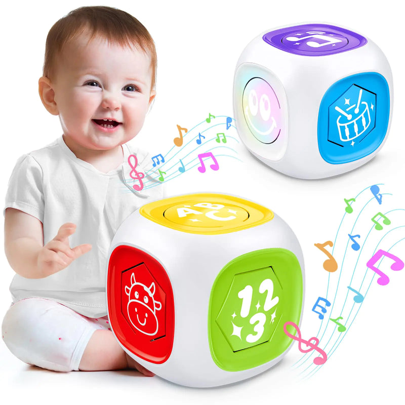 Toys for 1+ Year Old Boy Girl Bilingual Learning Cube with Music & Light Early Learning Musical Baby Toys 12-18 Month Educational Toy for Toddler Age 1-2 Christmas Birthday Gifts for Kids Aged 1+