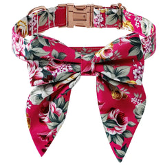 Cotton Dog Collar with Rose Gold Buckle