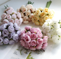 27-Piece Tea Rose Bouquet for Weddings and Home Decor